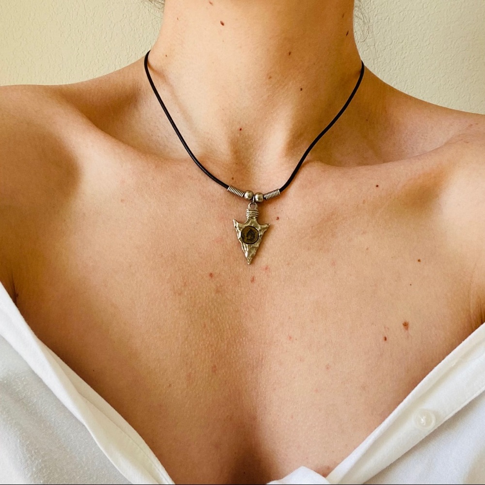 Silver arrowhead pendant necklace costume jewelry